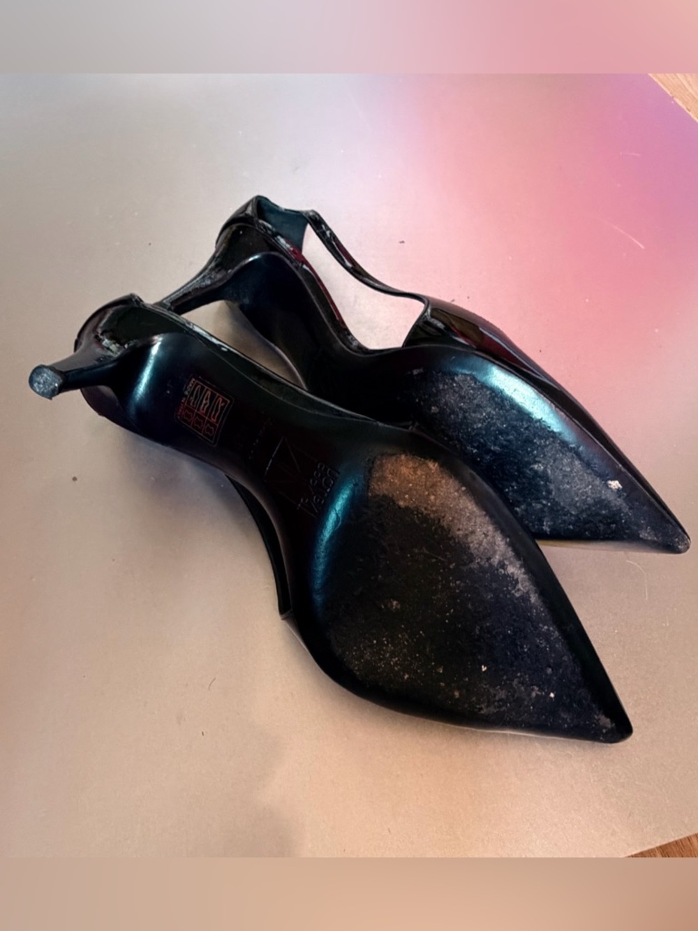 Tamara Mellon Black Patent Pointed Slingback Pumps 37.5 - Picture 7 of 7